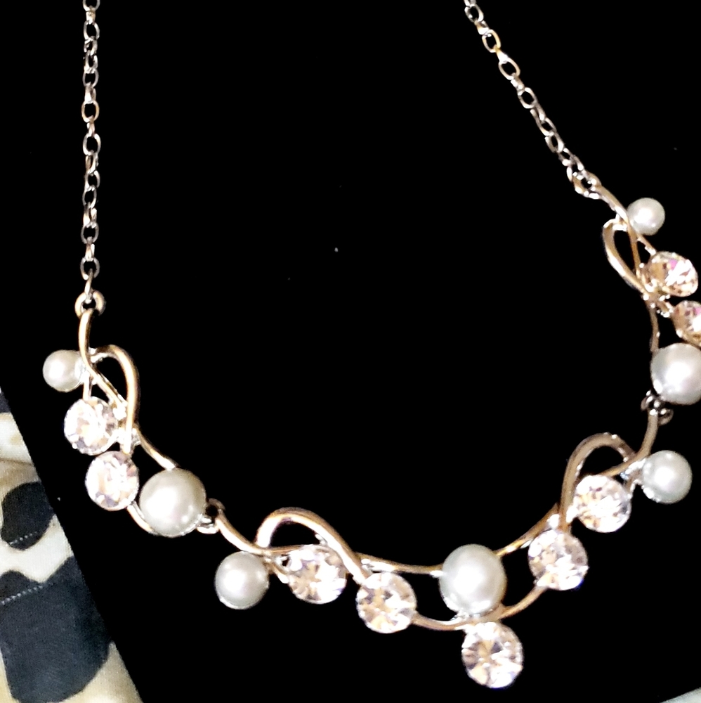 White pearl and gemstone costume jewelry set